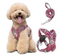 Pawaboo Small Dog Harness and Leash Set, Puppy Harness X-Frame No Pull No Choke, Dog Vest Harnesses Adjustable for Small Medium Sized Dogs,Soft Breathable Pet Harnesses, M, Magenta Leopard