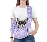 Pawaboo Small Dog Sling Carrier, Reversible Hands Free Dog Sling Carriers for Small Dogs and Cats, Puppy Slings Carrier, Purple Daisy