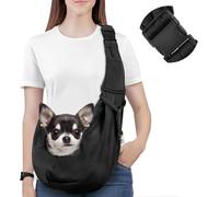 Pawaboo Small Dog Sling Carrier, Reversible Puppy Carrier Hands Free Dog Sling Carriers for Carry Small Dogs and Cats with Adjustable Strap Buckle & Safety Harness, Black