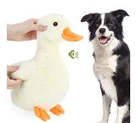 Pawaboo Squeak Plush Duck Dog Toy, Large 12'' Super Soft Plush Stuffed Duck-Shaped Pet Toys, Crinkle Paper Rattle Pet Biting Training Chew Toys Non-Toxic Plush Doll for Pet Dogs, Light Yellow/Orange