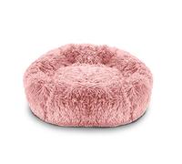 Pawamore Stress Relief Anxiety Pet Calming Comfort Round Noodle Donut Cushion Nest Cat Dog Bed with Warm Soft Plush Cover (Small | 50cm Diameter, Dusty Pink)
