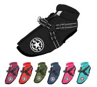 Pawbibi Dog Coat Waterproof Winter, Pawbibi Sport Waterproof Windproof Jacket with Built-In Harness Reflective & Adjustable Warm Coats Dogs (black, L)