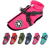 Pawbibi Dog Coat Waterproof Winter, Pawbibi Sport Waterproof Windproof Jacket with Built-In Harness Reflective & Adjustable Warm Coats Dogs (pink, M)