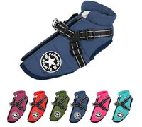 Pawbibi Dog Coat Waterproof Winter, Pawbibi Sport Waterproof Windproof Jacket with Built-In Harness Reflective & Adjustable Warm Coats Dogs (navy blue, s)