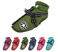 Pawbibi Dog Coat Waterproof Winter, Pawbibi Sport Waterproof Windproof Jacket with Built-In Harness Reflective & Adjustable Warm Coats Dogs (green, 5xl)