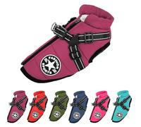 Pawbibi Dog Coat Waterproof Winter, Pawbibi Sport Waterproof Windproof Jacket with Built-In Harness Reflective & Adjustable Warm Coats Dogs (dark red, 4xl)