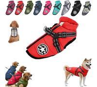 Pawbibi Sport - Waterproof Winter Jacket with Built-in Harness, Pawbibi Warm Dog Jacket, Reflective & Adjustable Pet Vest Harness, Waterproof Windproof Dog Winter Warm Coats (Color : Red, Size : 3XL