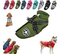 Pawbibi Sport - Waterproof Winter Jacket with Built-in Harness, Pawbibi Warm Dog Jacket, Reflective & Adjustable Pet Vest Harness, Waterproof Windproof Dog Winter Warm Coats (Color : Green, Size : L