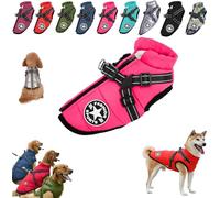 Pawbibi Sport - Waterproof Winter Jacket with Built-in Harness, Pawbibi Warm Dog Jacket, Reflective & Adjustable Pet Vest Harness, Waterproof Windproof Dog Winter Warm Coats (Color : Pink, Size : L