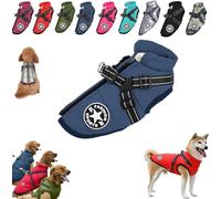 Pawbibi Sport - Waterproof Winter Jacket with Built-in Harness, Pawbibi Warm Dog Jacket, Reflective & Adjustable Pet Vest Harness, Waterproof Windproof Dog Winter Warm Coats (Color : Blue, Size : M