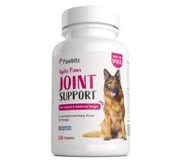 Pawbits 120 Adult Senior Dog Hip & Joint Supplements for Older Mature Dogs. High Strength Green Lipped Mussel Supplement for Elderly Dogs with Stiff Joints - Glucosamine, Vitamin C & E