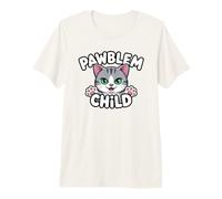 Pawblem Child Cute Cartoon Cat Pun Funny Cat Lover Premium T-Shirt