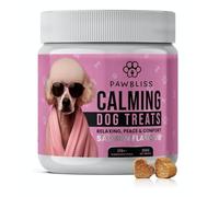 PawBliss Soothing Treats for Dogs - Natural Behaviour Support to Reduce Stress, Separation, Barking, Aggression & Hyperactivity - Calming Chews with Herbal Extracts - 175 Count - Tasty Salmon Flavour