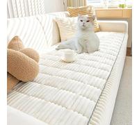 Pawcart Couch Cover, Paw Lounge Plush Pet Couch Cover, Non-Slip Washable Couch Covers for Pets, Ultra-Soft Fluffy Plush Sofa Protector, Pet Hair & Scratch Resistant (White,24 × 24 in)