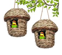 Pawcean 2 Pack Bird Nest Grass Bird Hut Outdoor Hanging Birdhouse Canary Nest Chickadee House for Budgies for Canaries,Blackbird,Hummingbird