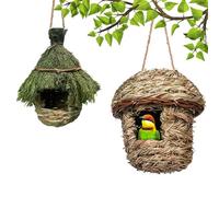 Pawcean Bird Nest Grass Bird Hut Outdoor Hanging Birdhouse Canary Nest Chickadee House Nest for Small Garden for Budgies