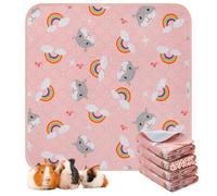 PAWCHIE 4 Pack Guinea Pig Cage Liners, Washable Small Animal Bedding,Waterproof Reusable Anti Slip Guinea Pig Pee Pad Fast and Super Absorbent Mat for Small Animal Rabbit Bunny Hamster, Pink 12"x12"