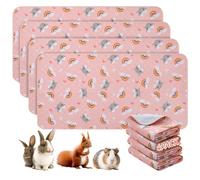PAWCHIE 4 Pack Guinea Pig Cage Liners, Washable Small Animal Bedding,Waterproof Reusable Anti Slip Guinea Pig Pee Pad Fast and Super Absorbent Mat for Small Animal Rabbit Bunny Hamster, Pink 14"x27"