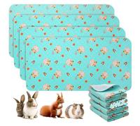 PAWCHIE 4 Pack Guinea Pig Cage Liners, Washable Small Animal Bedding,Waterproof Reusable Anti Slip Guinea Pig Pee Pad Fast and Super Absorbent Mat for Small Animal Rabbit Bunny Hamster, Blue 14"x27"