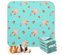 PAWCHIE 4 Pack Guinea Pig Cage Liners, Washable Small Animal Bedding,Waterproof Reusable Anti Slip Guinea Pig Pee Pad Fast and Super Absorbent Mat for Small Animal Rabbit Bunny Hamster, Blue 12"x12"