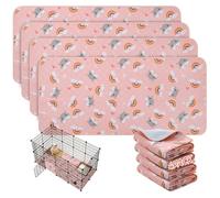 PAWCHIE 4 Pack Guinea Pig Cage Liners, Washable Small Animal Bedding,Waterproof Reusable Anti Slip Guinea Pig Pee Pad Fast and Super Absorbent Mat for Small Animal Rabbit Bunny Hamster, Pink 24"x47"