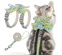 PAWCHIE Cat Harness and Leash Set with Bow Knot,Cats Escape Proof - Adjustable Daisy Floral Kitten Harness Soft Outdoor Walking Travel Pet Harness,Puppy Harness for Girl Cats Bunny Rabbit Small Dog