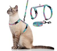 PAWCHIE Cat Harness with Leash and Collar Set, Escape Proof Adjustable Cat Harness for Kitty Outdoor Walking, Green M