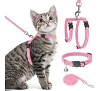 PAWCHIE Cat Harness with Leash and Collar Set - Escape Proof Adjustable Cat Harness Glow in The Dark for Kitty Outdoor Walking