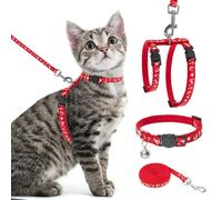 PAWCHIE Cat Harness with Leash and Collar Set - Escape Proof Adjustable Cat Harness Glow in The Dark for Kitty Outdoor Walking