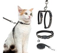 PAWCHIE Cat Harness with Leash and Collar Set - Escape Proof Adjustable Cat Harness Glow in The Dark for Kitty Outdoor Walking