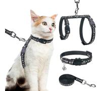 PAWCHIE Cat Harness with Leash and Collar Set - Escape Proof Adjustable Glow in The Dark Cat Harness for Kitty Outdoor Walking