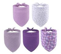 PAWCHIE Dog Bandanas Pet Scarves for Girl Boy - 5 Pack Reversible Kerchief Triangle Bibs Decoration Accessories, Floral Dog Bandana, Adjustable Soft Cute Square Bandana for Small Dogs Cats Pets