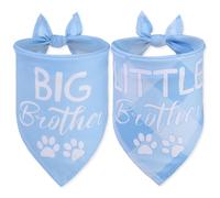 PAWCHIE Dog Bandanas Slogan Style Big Brother Little Brother 2 Pack, Adjustable Dog Bandanas Triangle Scarf Bibs for Puppy Small Medium Dogs, for Doggy Pet Accessories for Boy and Girl, Blue