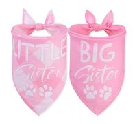 PAWCHIE Dog Bandanas Slogan Style Big Sister Little Sister 2 Pack, Adjustable Dog Bandanas Triangle Scarf Bibs for Puppy Small Medium Dogs, for Doggy Pet Accessories for Boy and Girl, Pink