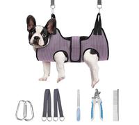PAWCHIE Dog Grooming Hammock Harness for Dogs & Cats with Pet Nail Clipper Trimmer- Breathable Cat Hanger Sling for Trimming Clipping Nails-Dog Hammock Restraint Bag for Small Medium Large Dog, Pink S