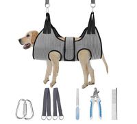 PAWCHIE Dog Grooming Hammock Harness for Dogs & Cats with Pet Nail Clipper Trimmer- Breathable Cat Hanger Sling for Trimming Clipping Nails-Dog Hammock Restraint Bag for Small Medium Large Dog, Grey M