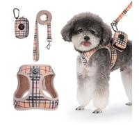 PAWCHIE Dog Harness and Leash, Soft Pet Harness, Reflective Adjustable Puppy Vest for Small Medium Dogs and Cats, No Choke Vest with Poop Bag Holder for Walking, Running