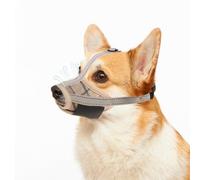 PAWCHIE Dog Muzzle, Soft Muzzle Anti Biting Barking Chewing, Comfortable Air Mesh Mouth Guard Breathable Adjustable Loop Pets Muzzle for Small Medium Large Dogs, Allows Panting Drinking, Beige Plaid M