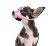PAWCHIE Dog Muzzle, Soft Muzzle Anti Biting Barking Chewing, Comfortable Air Mesh Mouth Guard Breathable Adjustable Loop Pets Muzzle for Small Medium Large Dogs,Allows Panting Drinking,Pink Flowers S