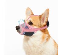 PAWCHIE Dog Muzzle, Soft Muzzle Anti Biting Barking Chewing, Comfortable Air Mesh Mouth Guard Breathable Adjustable Loop Pets Muzzle for Small Medium Large Dogs, Allows Panting Drinking, Pink Donut M