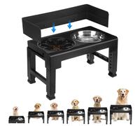 PAWCHIE Elevated Dog Bowls, 6 Height Adjustable Raised Dog Bowl Stand with 1 Stainless Steel Bowls & 1 Slow Feeder Dog Bowls, No Spill, Non-Slip Tiltable Dog Feeder Stand for Medium Large Dogs,Black
