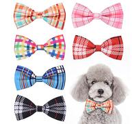 PAWCHIE Plaid Dog Bow Ties 6 Pcs - Cute Dog Collar Attachment Bow Ties, Collar Charms Accessories Fit Small Medium Large Dogs Puppies Cat for Party Wedding Birthday