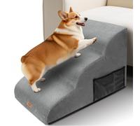 Pawchop 3-Step Dog Stairs for Bed & Sofa - High Density Foam Ramp for Small Dogs with Non-Slip Removable Waterproof Cover - Dog Steps for Senior/Old/Injured Dogs - Easy to Clean, Portable