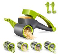 Pawchop Cheese Grater, Rotary Cheese Grater with 4 Stainless Steel Blades, Parmesan Cheeses Rotary Graters Cutter Slicer for Kitchen Garlic Ginger Vegetable Chocolate,Send 2 Handles
