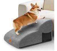 Pawchop Dog Ramp, 2-Steps Waterproof Dog Steps for Sofa, High Density Foam Dog Stairs for Small Dogs and Pets, Non-Slip Gentle Slope Pet Step with Washable Cover - Grey, 55 x 40 x 30cm
