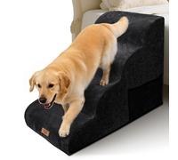Pawchop Dog Steps for Bed, 4-Step Dog Stairs with Washable Cover, Waterproof High Density Foam Pet Steps for Sofa, Non-Slip Dog Ramp Ladder for Injured Older Small Pets, Black, 73x40x50cm