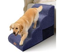 Pawchop Dog Steps for Bed, 4-Step Waterproof Dog Steps for Sofa, High Density Foam Pet Ramp with Removable Cover, Non-Slip Dog Stairs for Small Injured Older Pet - Blue, 73x40x50cm