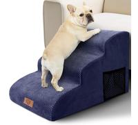 Pawchop Dog Steps for Sofa&Bed, 3-Step Non Slip Dog Stairs for Sofa, High Density Foam Dog Ramp with Removable Cover, Waterproof Pet Step Stairs for Small Dogs, Cats - Blue, 60x40x40cm