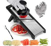Pawchop Mandoline Food Slicer,Safety Mandoline Slicer with Cut-Resistant Gloves,Adjustable Stainless Steel Vegetable Cutter for Potato Carrot Onion Cheese,Easy to Use Kitchen Gadget