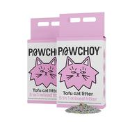 PAWCHOY 5 in 1 Mixed Cat Litter - Clumping, Flushable, Ultra Absorbent & Fast Drying | 100% Natural, Dust-Free, Low Tracking | with Activated Carbon for Superior Odor Control (5.5 lbs × 2 Bags)